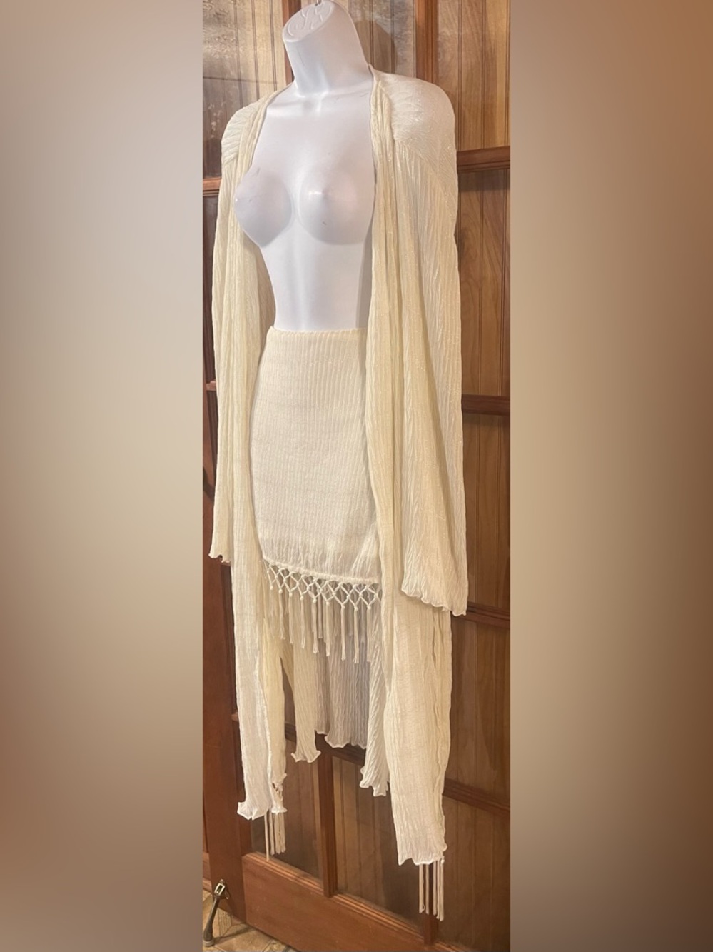 Vici Cream Two-Piece Skirt Set with Fringe - Picture 3 of 9